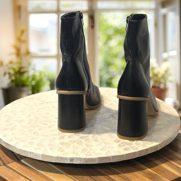 Free People Leather Sienna Ankle Boots Square Toe Block Heel Womens EU 38½ Black - Picture 8 of 11